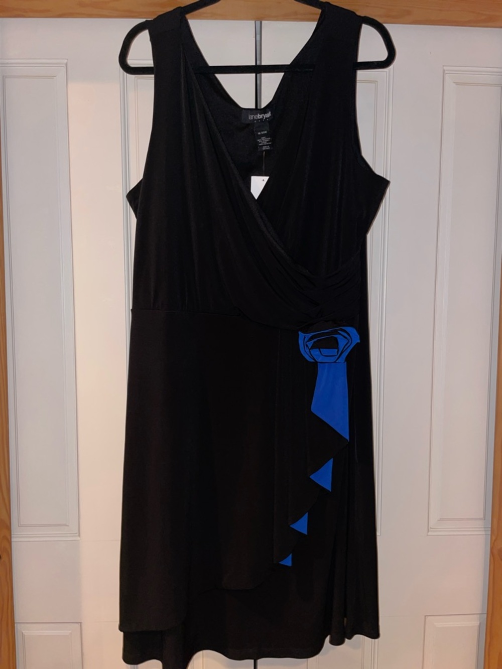 Lane Bryant Black Sleeveless Midi Dress with Blue Rosette
